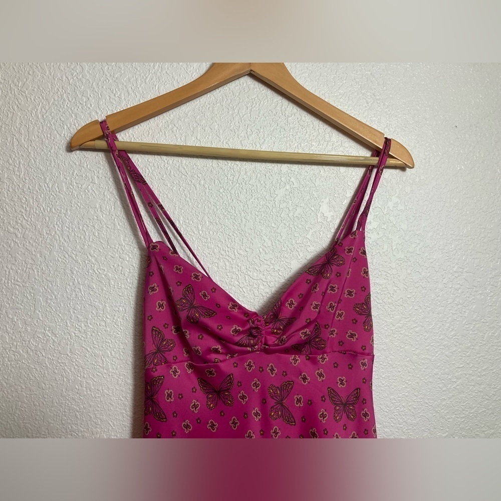 Urban Outfitters Samira Fuchsia satin butterfly dress Large - Picture 6 of 12